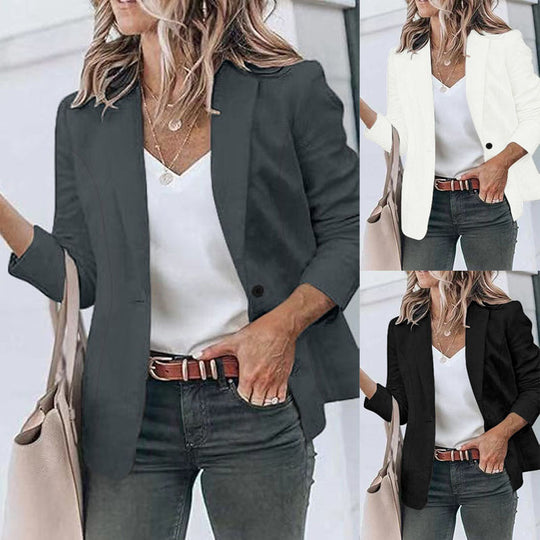 Damen Taillierter Blazer mit geschliffenem Revers, leichter Schulterpolsterung und Ein-Knopf-Verschluss Shop Nory