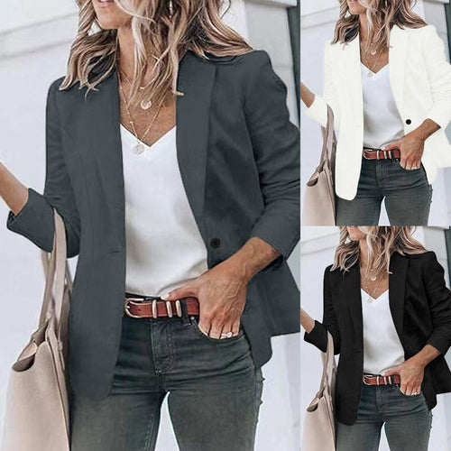 Damen Taillierter Blazer mit geschliffenem Revers, leichter Schulterpolsterung und Ein-Knopf-Verschluss Shop Nory