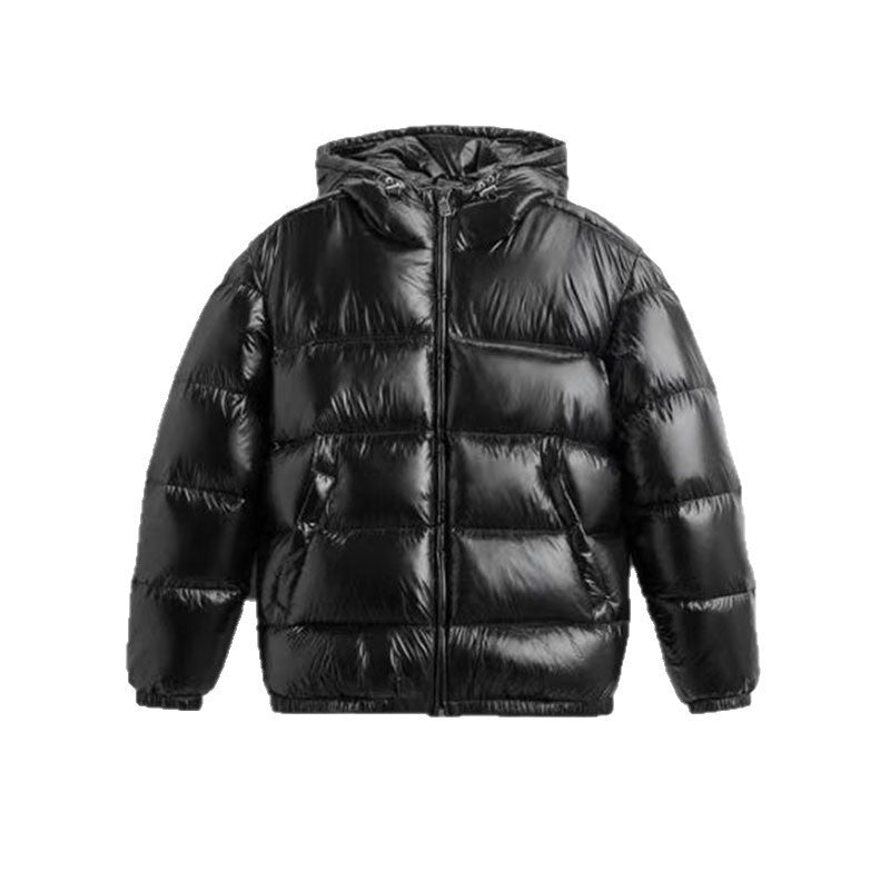 Damen Oversized Steppjacke mit Kapuze und Hochglanzfinish Shop Nory