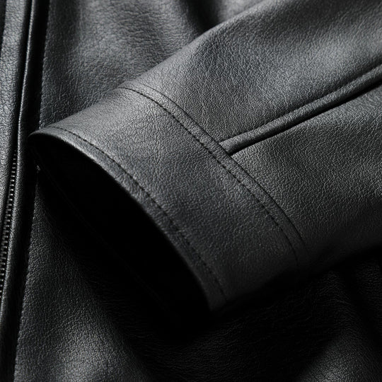 Herren Schmale Lederjacke im Urban-Bikerstil mit Stehkragen und Brust-Reißverschlusstaschen Shop Nory