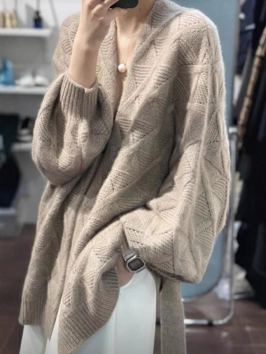 Damen Oversize-Cardigan aus Mohair‑Optik mit Zopfmuster Shop Nory