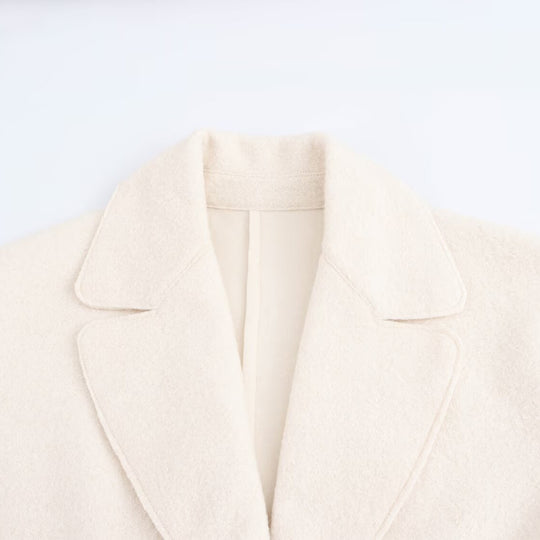 Damen Oversize Einreihiger Walkmantel mit breitem Revers und aufgesetzten Taschen Shop Nory