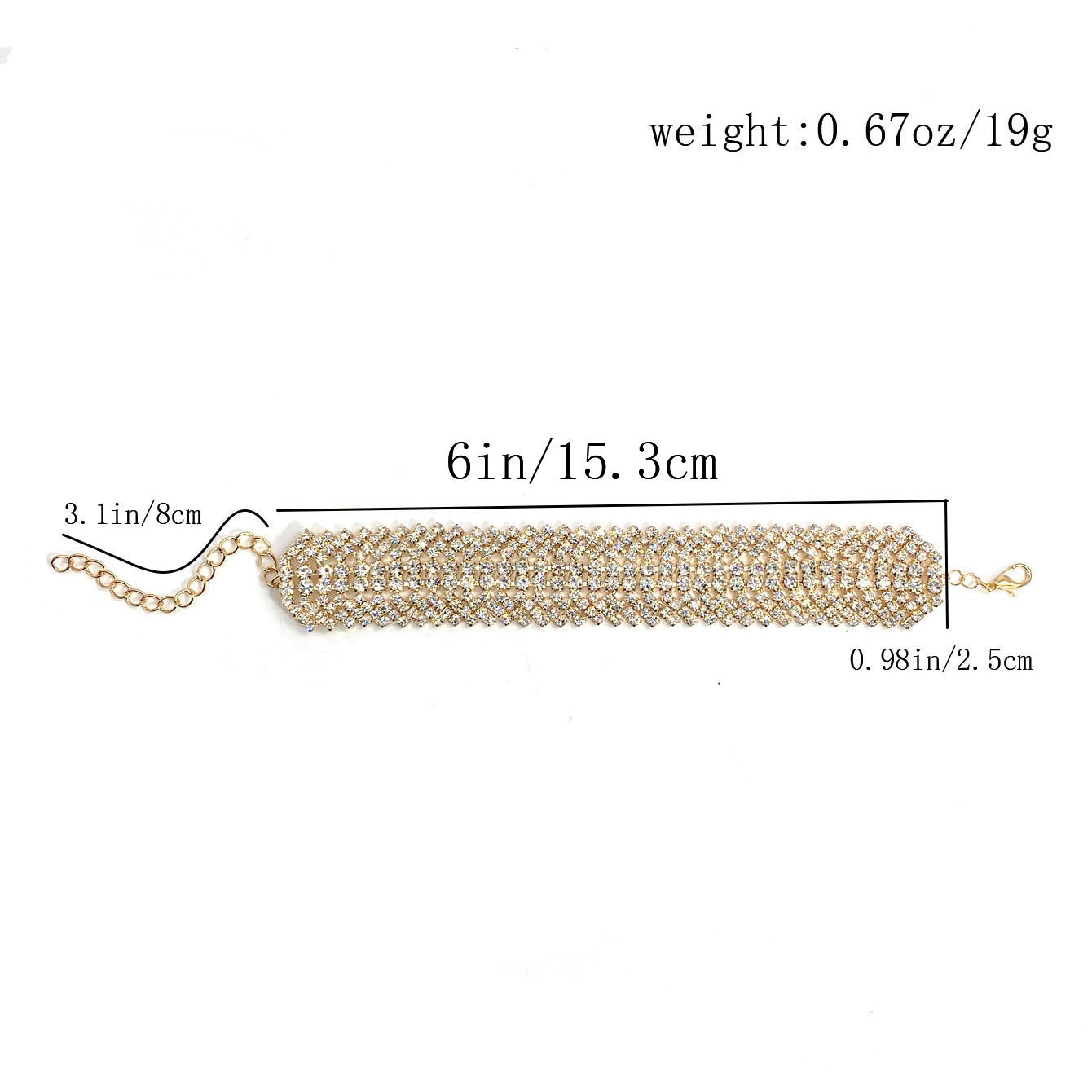 Mehrreihiges Strass-Armband mit Verlängerungskette