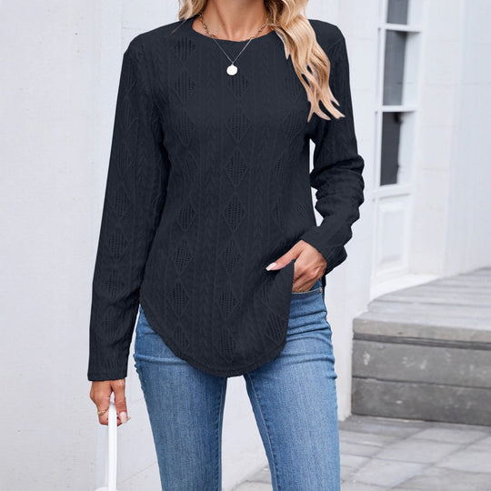 Damen Feinstrukturierter Strickpullover mit Ajour‑Diamantmuster und gerundetem Saum Shop Nory