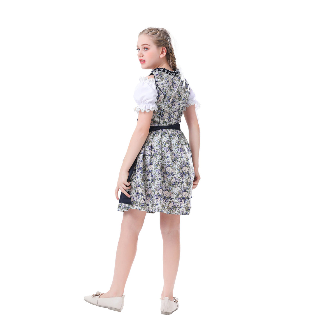 Damen nan traditionelles Dirndlkleid für Mädchen mit Schnürkorsett Puffärmeln und Spitzenschürze Shop Nory