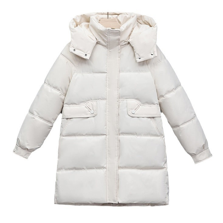 Damen nan langer thermogepolsterter Parka mit abnehmbarer Kapuze, verdecktem Reißverschluss und Klappentaschen Shop Nory