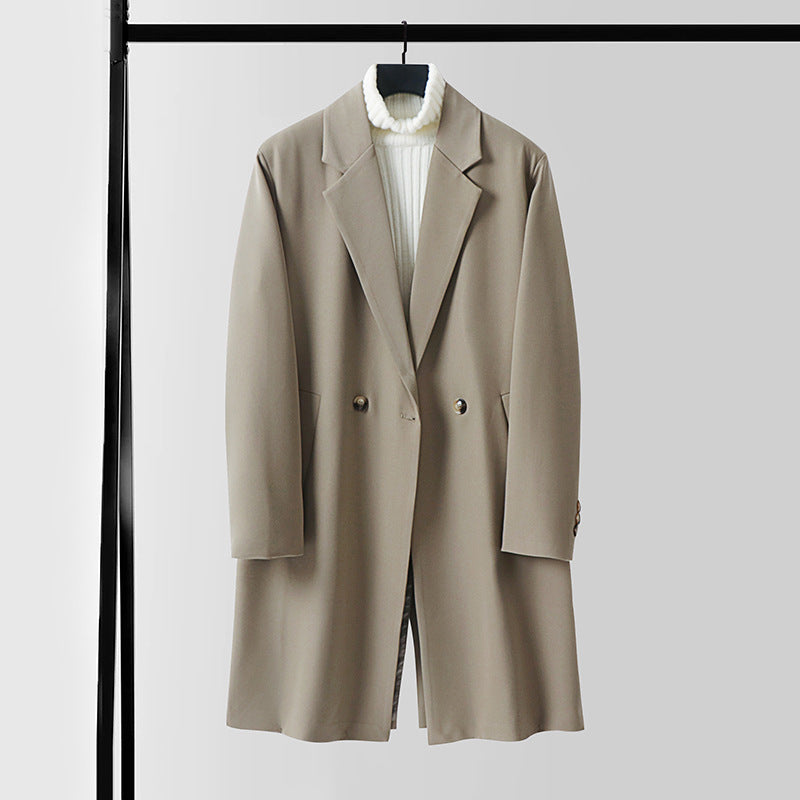 Herren Longline-Mantel im minimalistischen Schnitt mit Schalkragen und zweireihiger Knopfleiste Shop Nory