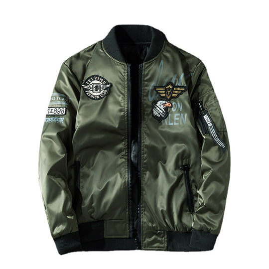Herren Pilotenbomberjacke im Aviator-Look mit Badge-Applikationen, Ärmeltasche und gerippten Bündchen Shop Nory