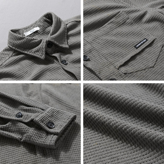 Herren Texturiertes Hemd-Overshirt mit Brusttasche, Knopfleiste und Waffelstruktur Shop Nory