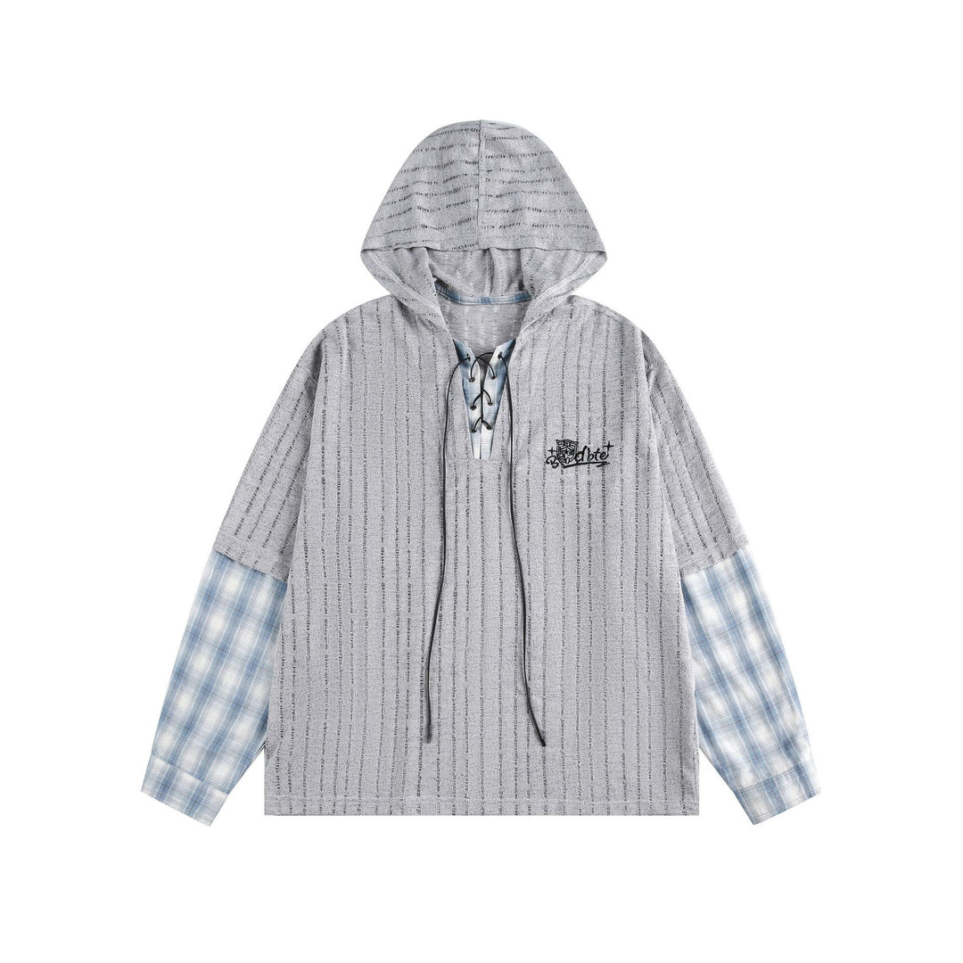 Unisex Lässiger Kapuzenpullover im Layering-Look mit Schnür‑V‑Ausschnitt Shop Nory