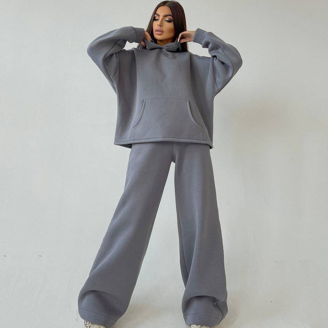 Damen zweiteiliges Lounge-Set mit sculpting High Waist Palazzohose und oversized Kapuzenhoodie Shop Nory