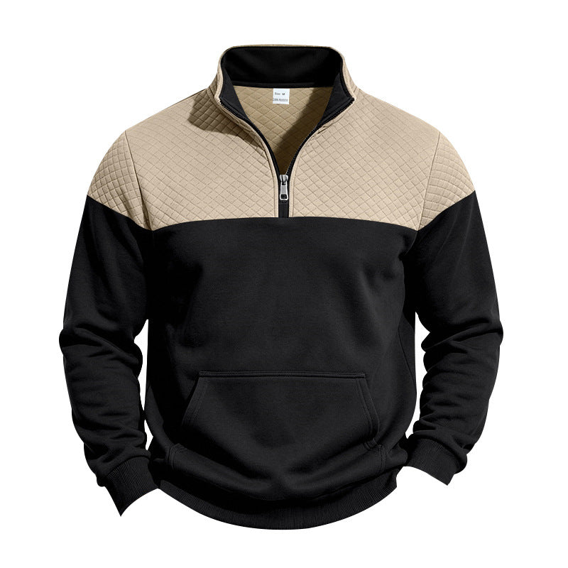 Herren Halbzip-Sweatshirt mit gesteppter Schulterpasse und Kängurutasche Shop Nory