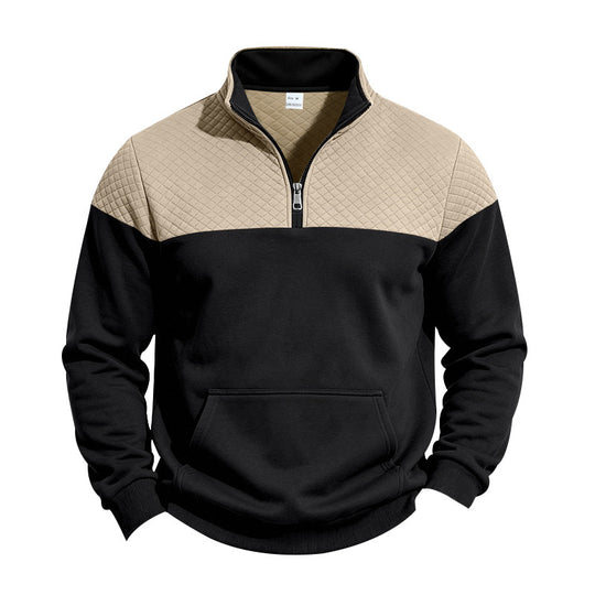 Herren Halbzip-Sweatshirt mit gesteppter Schulterpasse und Kängurutasche Shop Nory