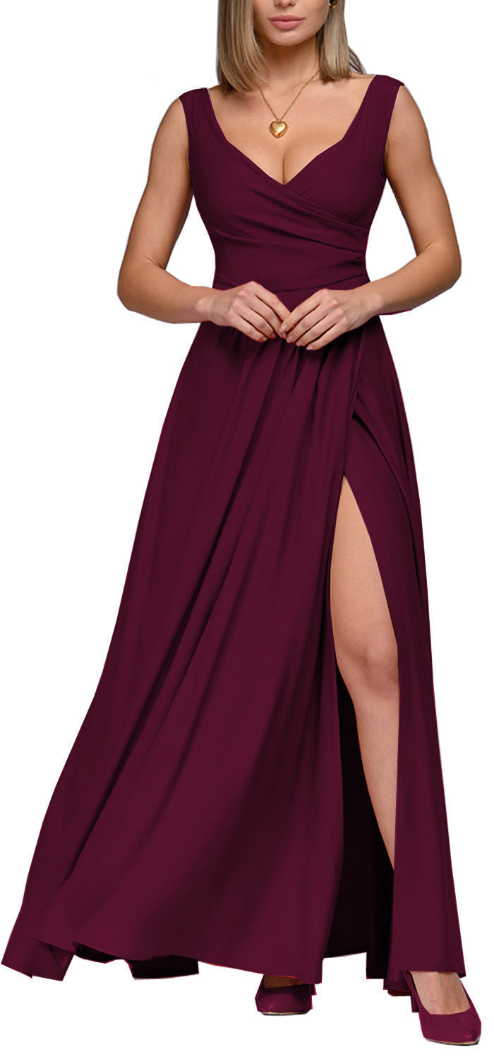 Damen Maxikleid mit elegantem Wickeldesign und seitlichem Schlitz