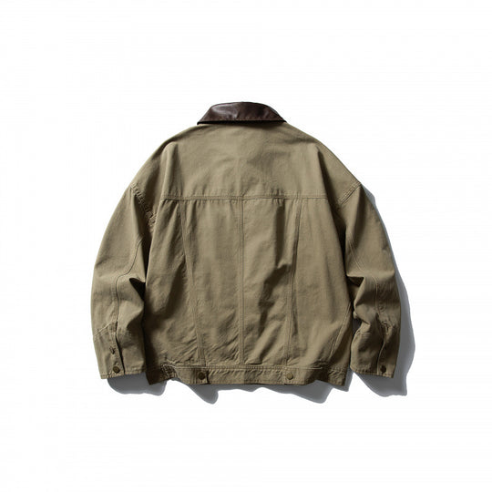 Herren Boxy-Canvasjacke mit Lederkragen und Overshirt-Silhouette Shop Nory
