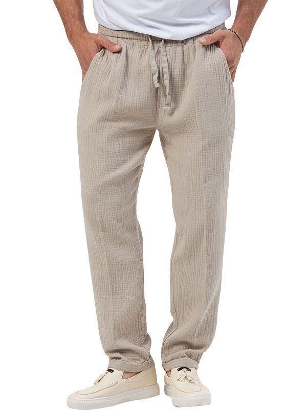 Herren nan entspannte Baumwoll-Musselin-Hose mit elastischem Tunnelzugbund und geradem Bein Shop Nory