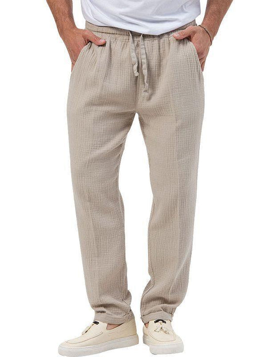 Herren nan entspannte Baumwoll-Musselin-Hose mit elastischem Tunnelzugbund und geradem Bein Shop Nory