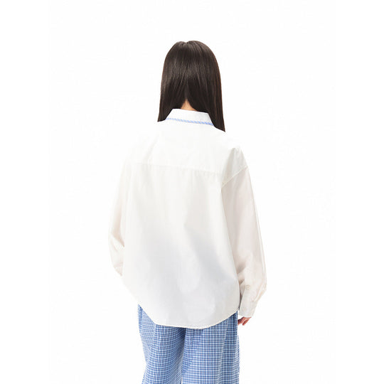 Damen Oversize-Hemdbluse mit kontrastierter Kragenpaspel und Brusttasche Shop Nory