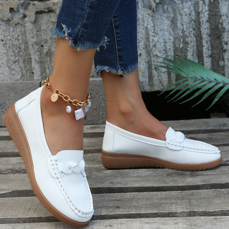 Damen Mokassin Schuhe mit eleganten Flecht-Details