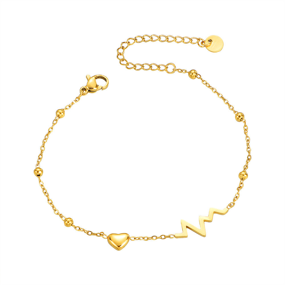 Damen zarte Fußkette mit herzförmigem und pulsierendem Design Shop Nory