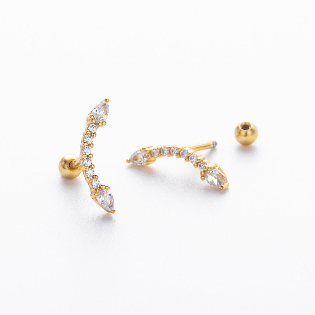 Damen Ohrstecker mit funkelnden Zirkonstein-Elementen aus 925 Sterling Silber Shop Nory