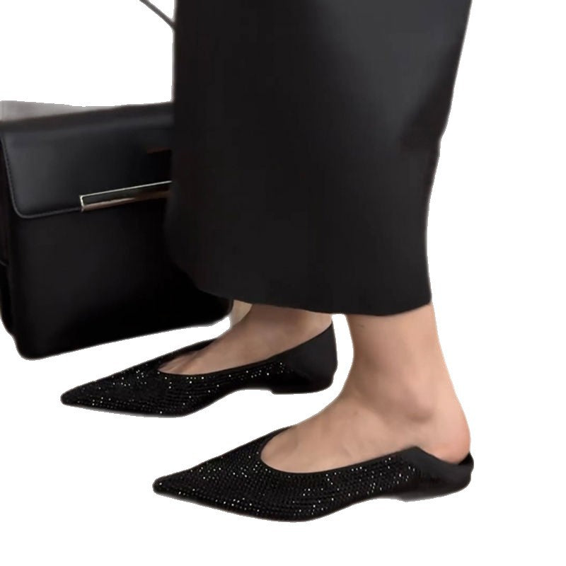 Damen Elegante spitz zulaufende Slipper mit Kristallbesatz und gepolstertem Komfortfußbett Shop Nory