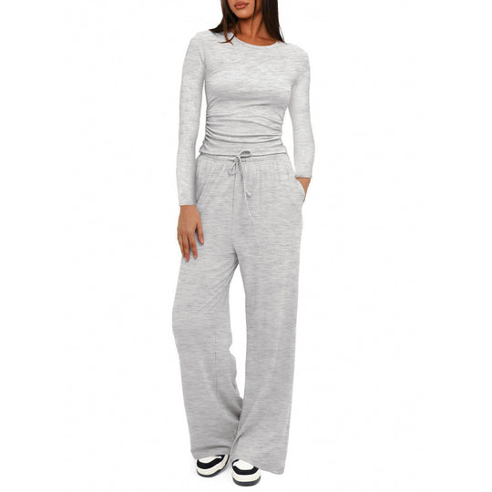 Damen Relax-Freizeithose mit extra weitem Bein, elastischem Bund und Kordelzug Shop Nory