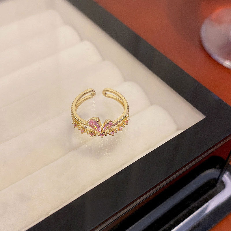 Damen Offener Ring mit schimmernden Kristallen und filigranem Design Shop Nory
