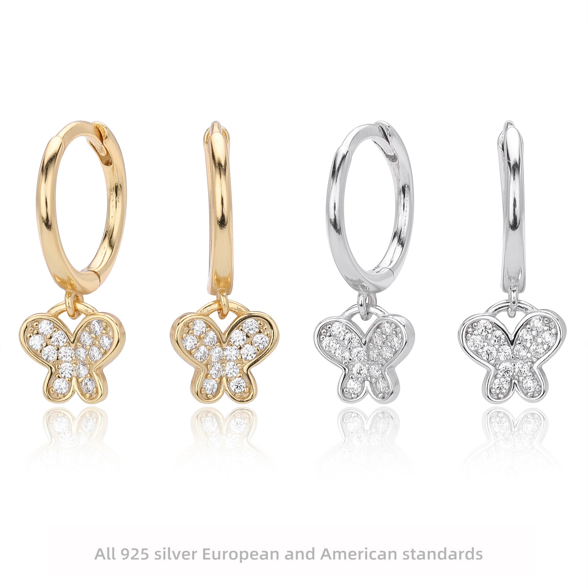 Damen Ohrhänger mit funkelndem Schmetterlingsdesign aus hochwertigem 925 Sterling Silber Shop Nory