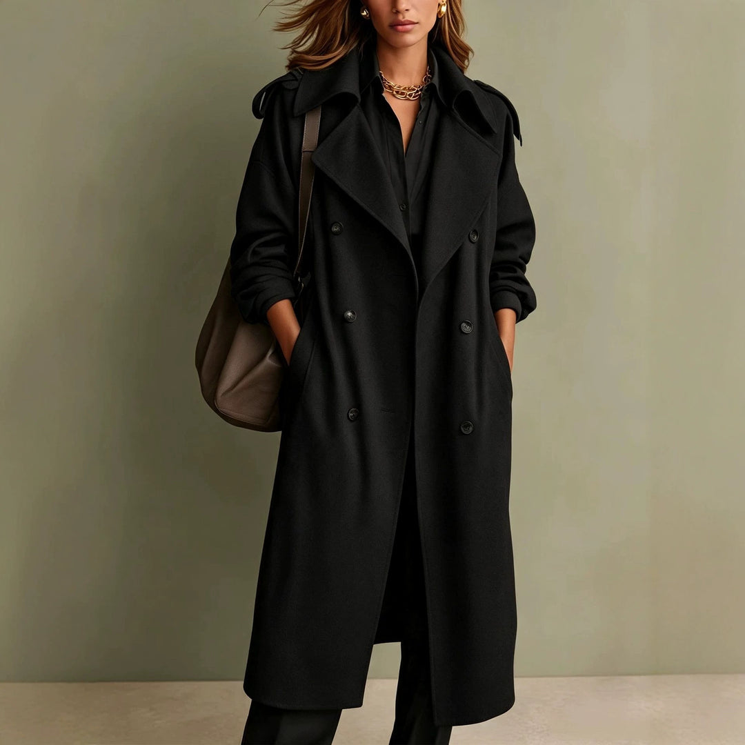 Damen Oversized Doppelreihiger Wollmantel mit weitem Revers Shop Nory