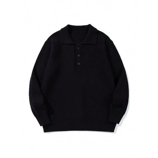 Herren Feinstrick-Polo-Pullover mit Hemdkragen, Knopfleiste und geripptem Saum Shop Nory