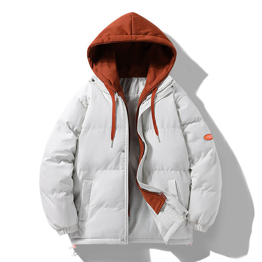 Herren Wattierte Pufferjacke mit kontrastfarbener Kapuze, winddichter Außenhülle und Kordelzug Shop Nory