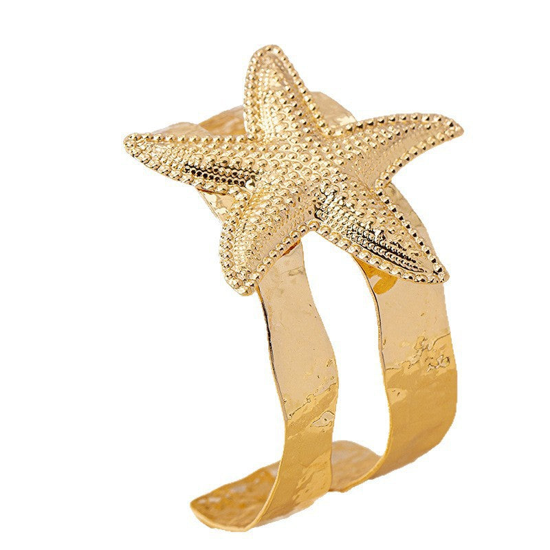 Damen Offener Armreif mit maritimem Muschel- und Seestern-Design Shop Nory