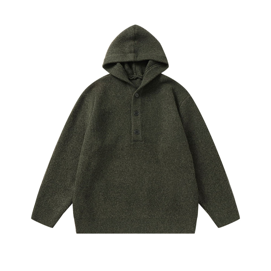 Unisex Gerippter Strick-Hoodie mit Halbknopfblende und Oversize-Schnitt Shop Nory
