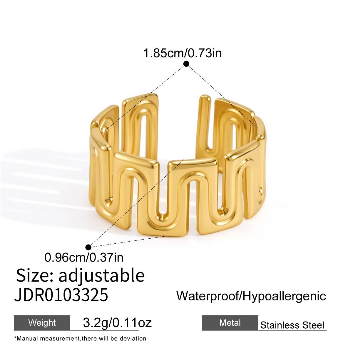Damen Offenes Armband mit modernem Wellen-Design aus hypoallergenem Edelstahl Shop Nory