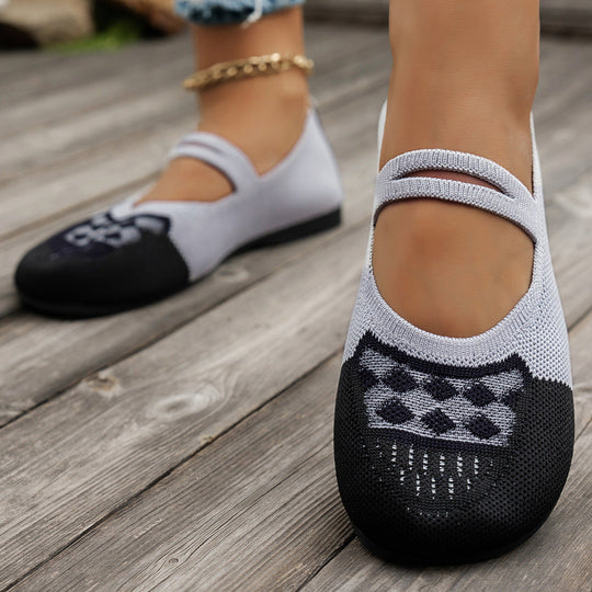 Damen atmungsaktive Strick-Ballerinas