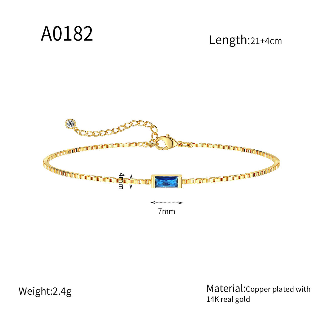 Zierliches Armband mit Rechteckigem Zirkonia und Verlängerungskettchen