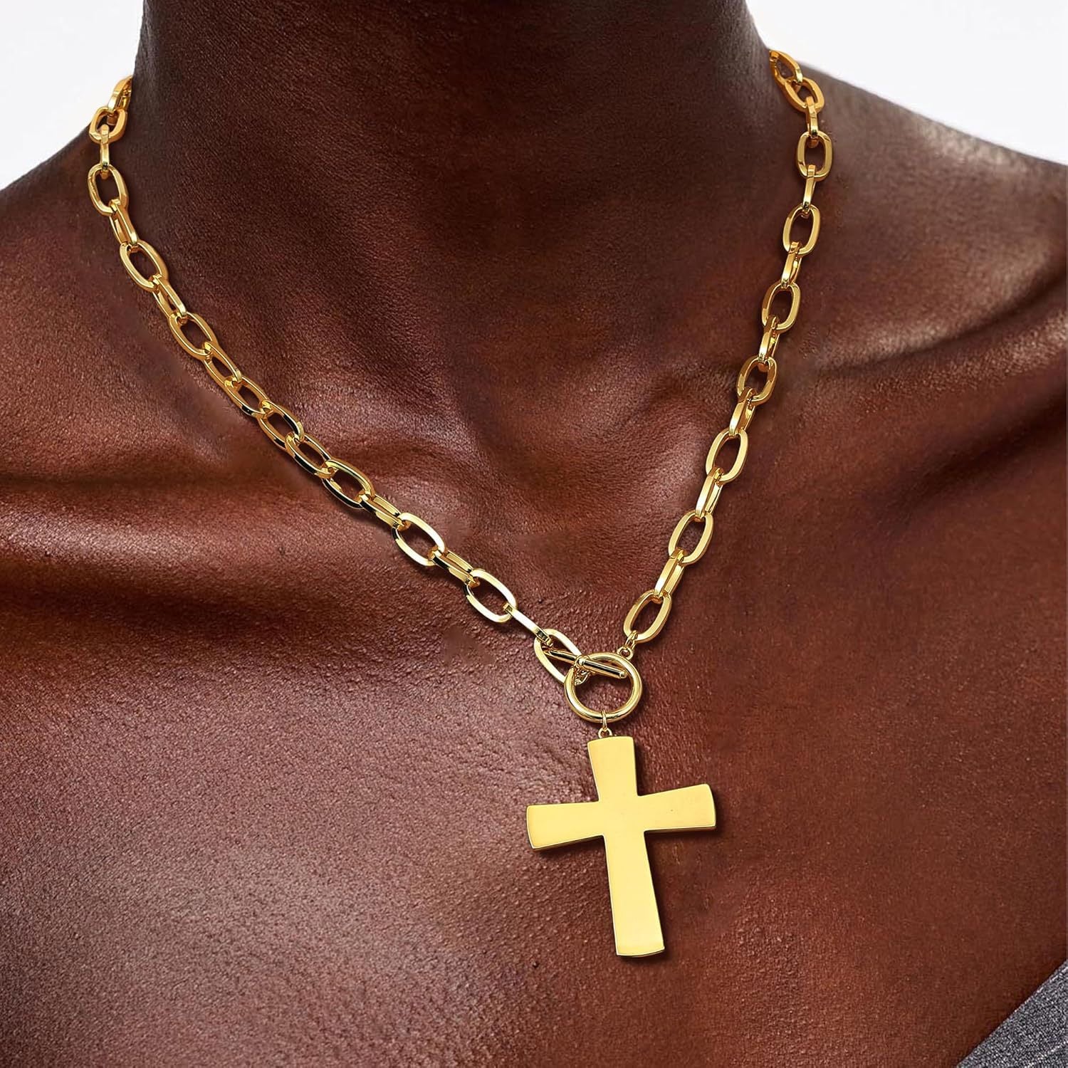 Damen Halskette im markanten Glieder-Design mit floralem Anhänger Shop Nory