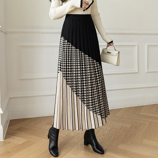 Damen Plissierter Maxirock mit geometrischem Muster Shop Nory