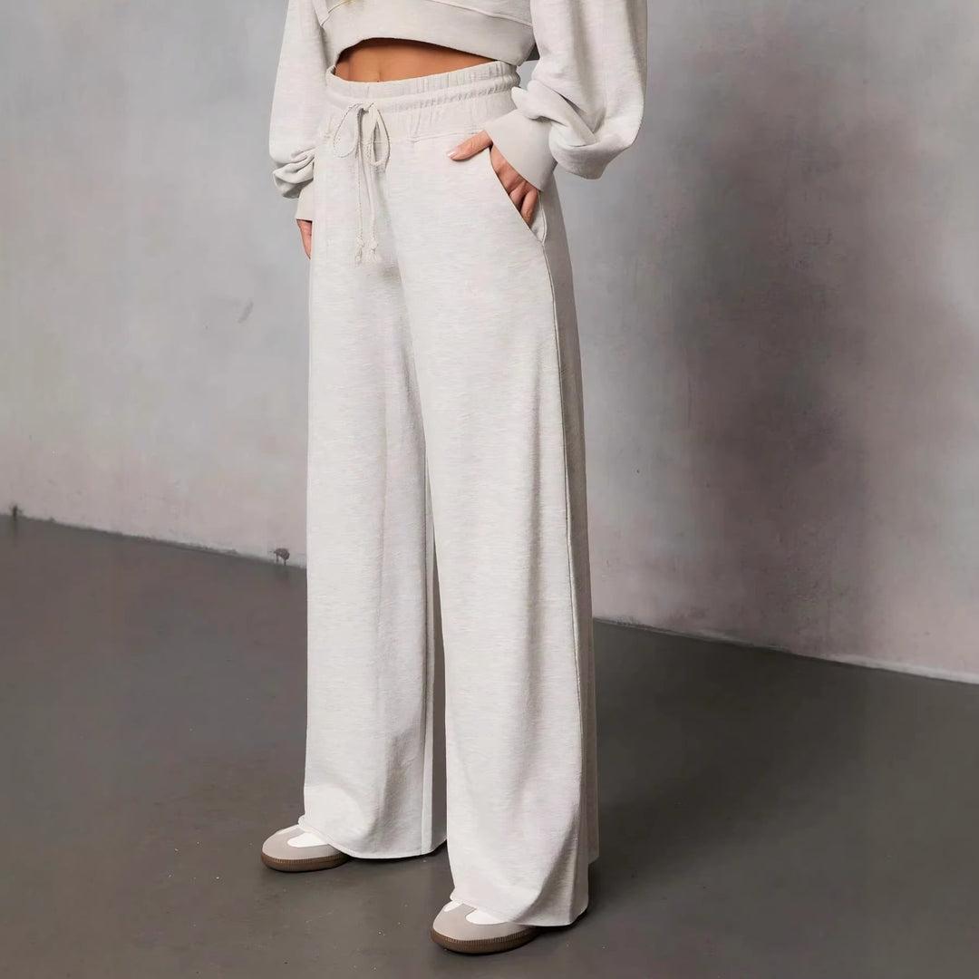 Damen weite High-Waist Loungehose mit Kordelzug und Seitentaschen Shop Nory