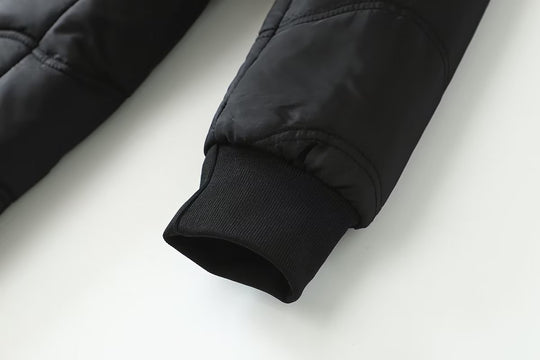 Damen A-Linien Steppmantel mit Kapuze Teddyfutter und Zweiwege-Reißverschluss Shop Nory