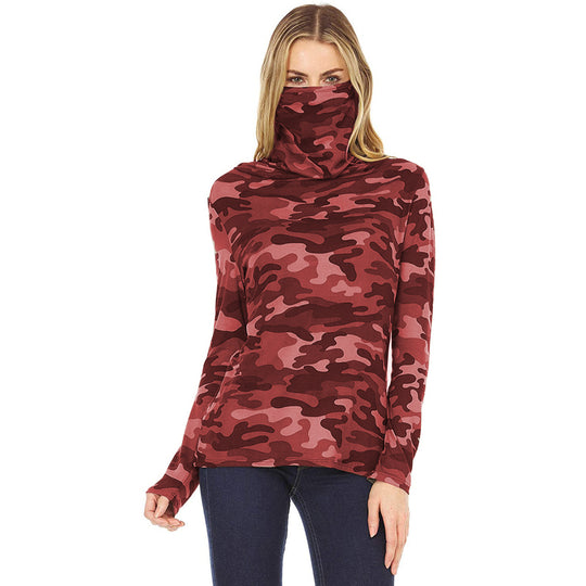 Damen Camouflage-Jersey-Longsleeve mit integriertem Schlauchkragen Shop Nory