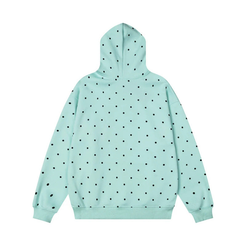Damen Kapuzenpullover mit Polka-Dot, musikalischem Notenprint und Kängurutasche Shop Nory