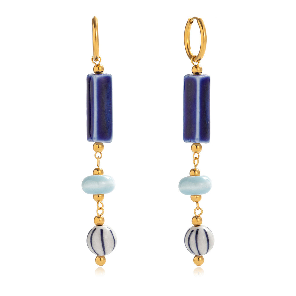 Damen Ohrhänger mit farbigen Perlen und zartem Edelstahl-Design Shop Nory