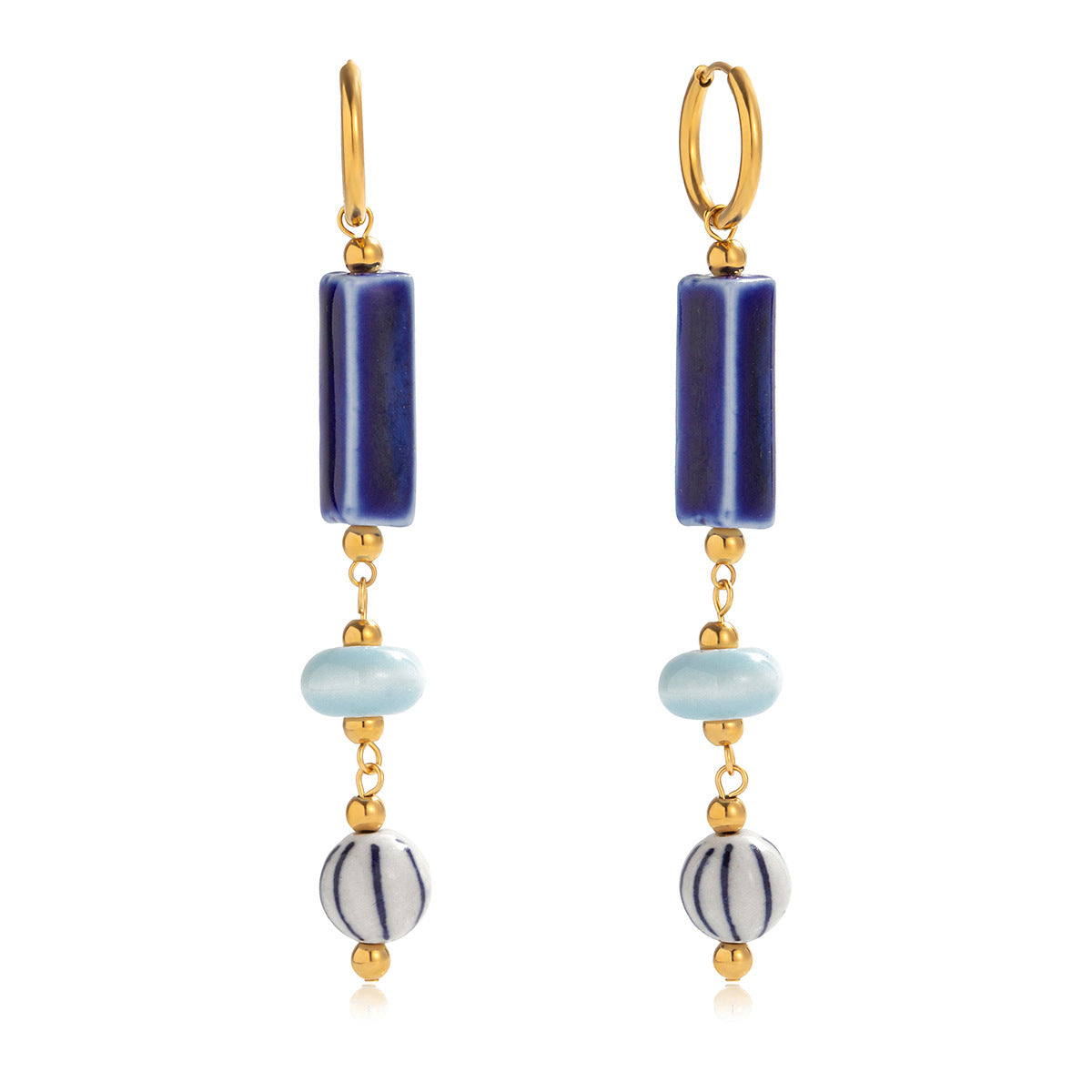 Damen Ohrhänger mit farbigen Perlen und zartem Edelstahl-Design Shop Nory