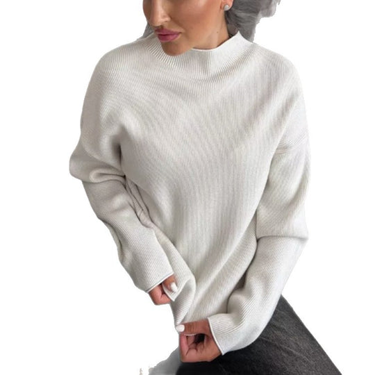 Damen Oversize-Feinstrickpullover mit Stehkragen und geriffelter Struktur Shop Nory