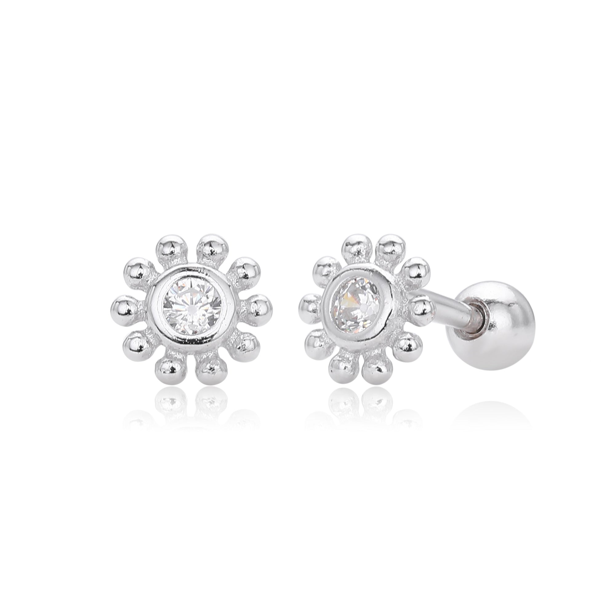 Damen Ohrstecker im floralen Design aus 925 Sterling Silber mit funkelndem Zirkon Shop Nory