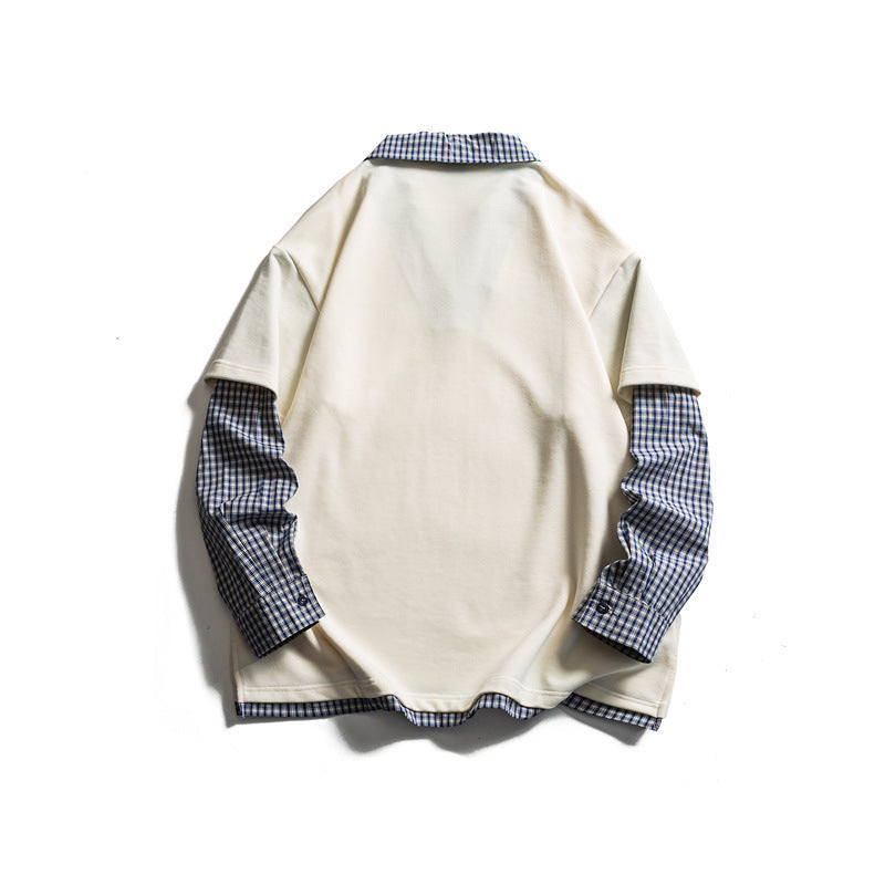 Herren Lagenlook-Pullover mit integriertem Karo-Hemdkragen und eingesetzten Hemdärmeln Shop Nory