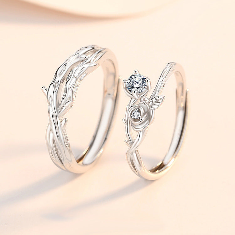 Damen Verlobungsring Set mit kunstvollem Blumen-Design und funkelnden Zirkonia Shop Nory