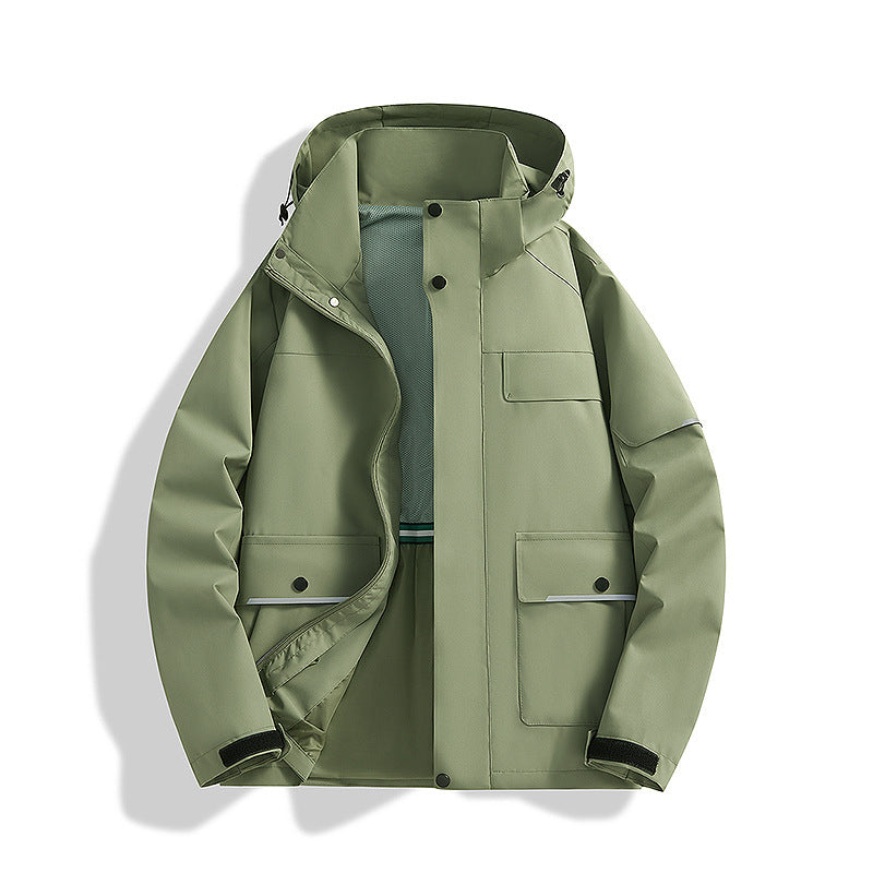 Herren dreilagige Trekkingjacke mit verschweißten Nähten, Kapuze und Multifunktionstaschen Shop Nory